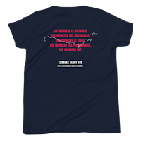 a navy t - shirt with a quote on it